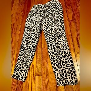 J Crew linen leopard pants